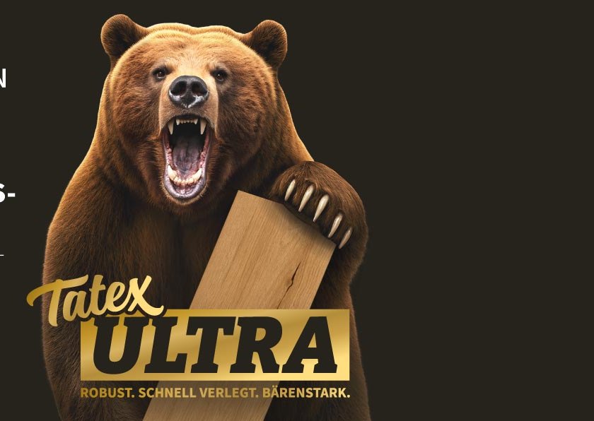 Der TatexULTRA-Bär mit Vinyl-Diele – das goldene Qualitätssiegel von Team Tatex